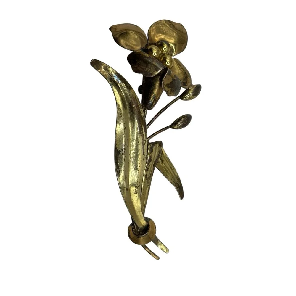 Vintage Carl Art CA Flower‎ Brooch Pin 1/20 12k G/F Gold Filled on Silver READ